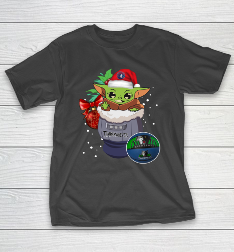 Minnesota Timberwolves Christmas Baby Yoda Star Wars Funny Happy NBA T-Shirt 2