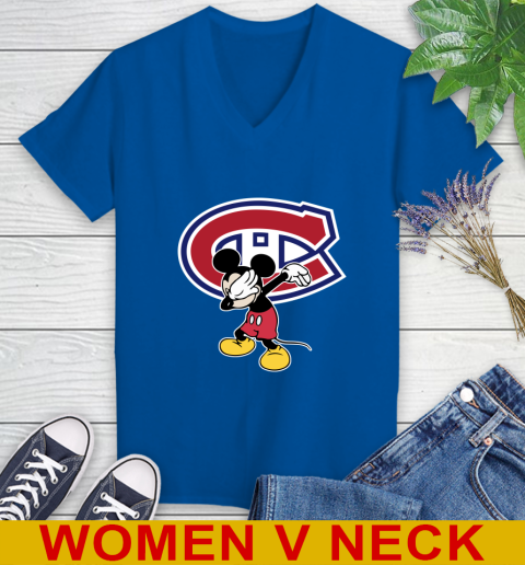 Montreal Canadiens NHL Hockey Dabbing Mickey Disney Sports Women's V-Neck T-Shirt 11