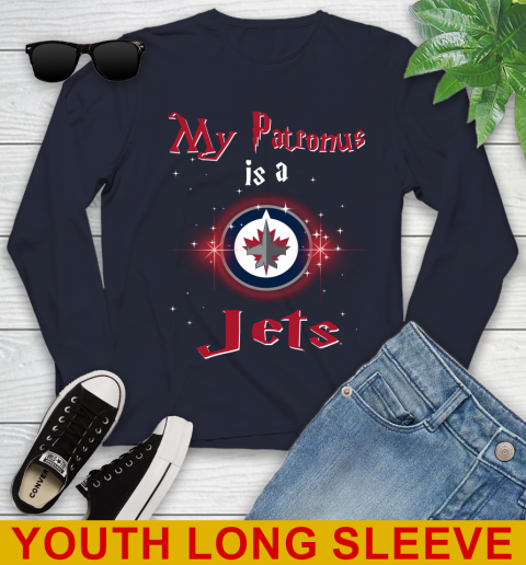NHL Hockey Harry Potter My Patronus Is A Winnipeg Jets Youth Long Sleeve 3 NHL Hockey Harry Potter My Patronus Is A Winnipeg Jets Youth Long Sleeve - Image 3