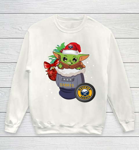 Buffalo Sabres Christmas Baby Yoda Star Wars Funny Happy NHL Youth Sweatshirt 2