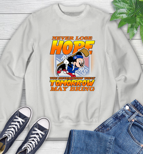 New York Rangers NHL Hockey ootball Mickey Disney Never Lose Hope Sweatshirt - Image 6