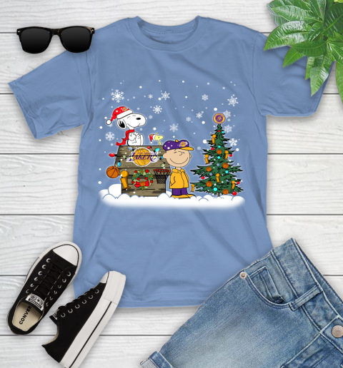 Los Angeles Lakers NBA Basketball Christmas The Peanuts Movie Snoopy Championship Youth T-Shirt 15
