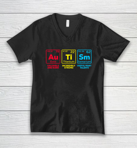 Autism Awareness Elements Periodic Table V-Neck T-Shirt