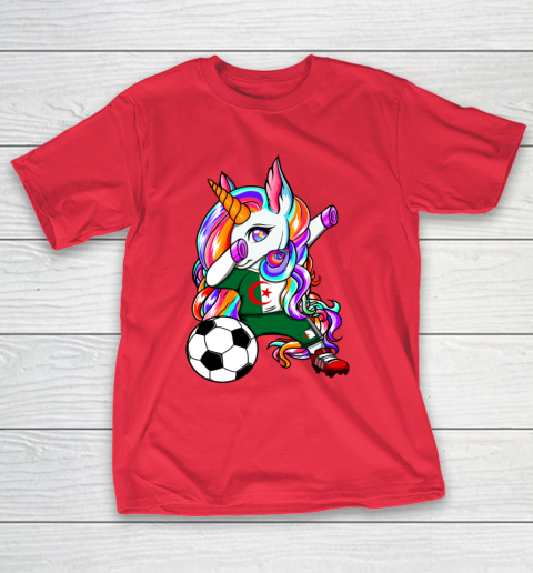 Dabbing Unicorn Algeria Soccer Fans Jersey Algerian Football T-Shirt 22
