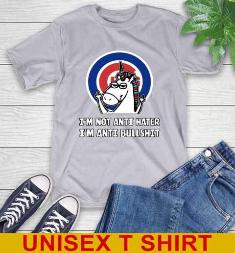 Chicago Cubs MLB Baseball Unicorn I'm Not Anti Hater I'm Anti Bullshit T-Shirt 6