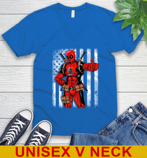 MLB Baseball Kansas City Royals Deadpool American Flag Shirt V-Neck T-Shirt 5