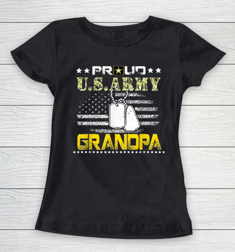 Grandpa Funny Gift Apparel  Vintage Proud Grandpa Usarmy Veteran Flag Gif Women's T-Shirt