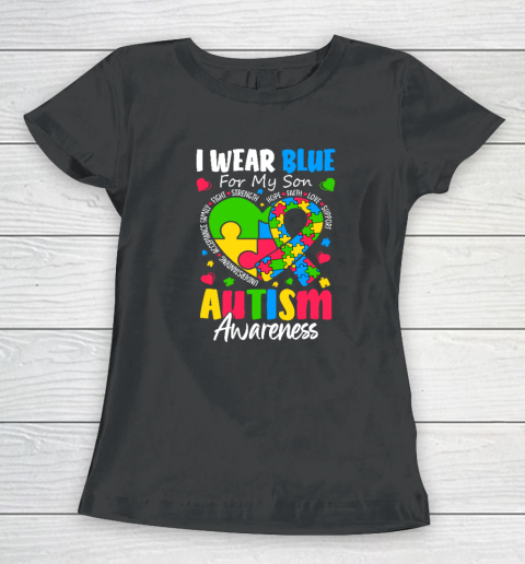 I Wear Blue For My Son Autism Awareness Women's T-Shirt