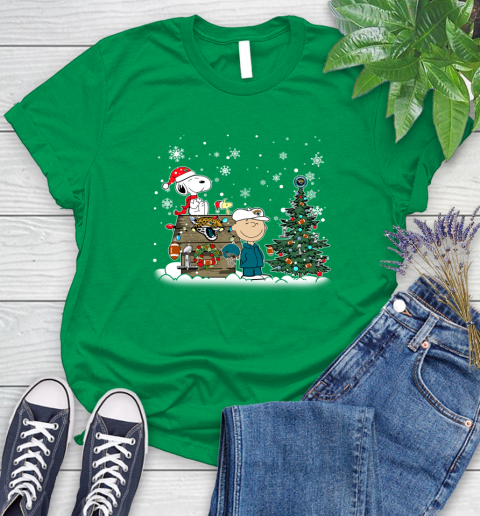 NFL Jacksonville Jaguars Snoopy Charlie Brown Christmas Football Super Bowl Sports Women's T-Shirt 9