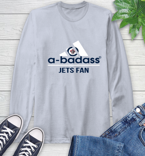 NHL A Badass Winnipeg Jets Fan Adidas Hockey Sports Long Sleeve T-Shirt 6
