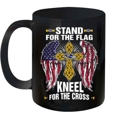 NFL Football Baltimore Ravens Stand For Flag Kneel For The Cross Shirt Ceramic Mug 11oz