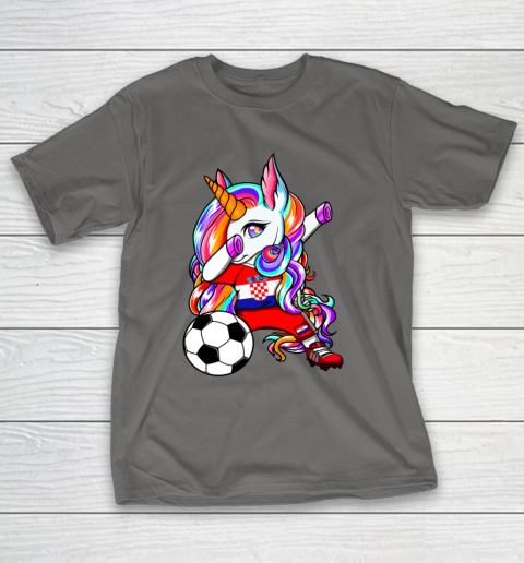 Dabbing Unicorn Croatia Soccer Fans Jersey Croatian Football T-Shirt 21