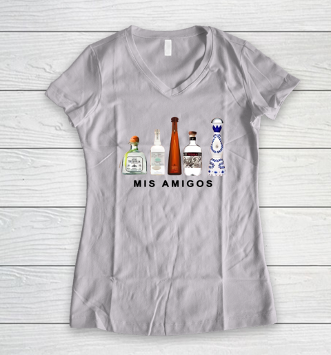 Mis Amigos Tequila Funny Trendy Sarcastic Women's V-Neck T-Shirt