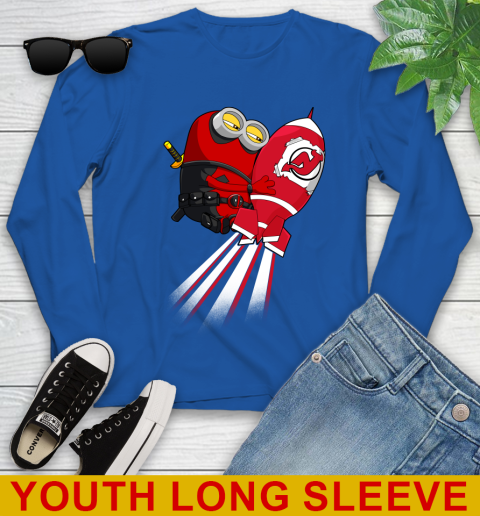 NHL Hockey New Jersey Devils Deadpool Minion Marvel Shirt Youth Long Sleeve 10
