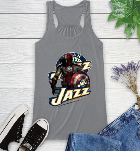 Utah Jazz NBA Basketball Captain America Thor Spider Man Hawkeye Avengers Racerback Tank 5