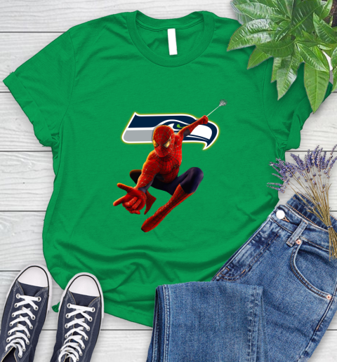 NFL Spider Man Avengers Endgame Football Seattle Seahawks Women's T-Shirt 6
