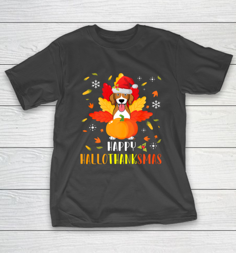 Beagle Dog Happy Halloween Thanksgiving Merry Christmas T-Shirt