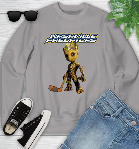 Nashville Predators NHL Hockey Groot Marvel Guardians Of The Galaxy Youth Sweatshirt 4
