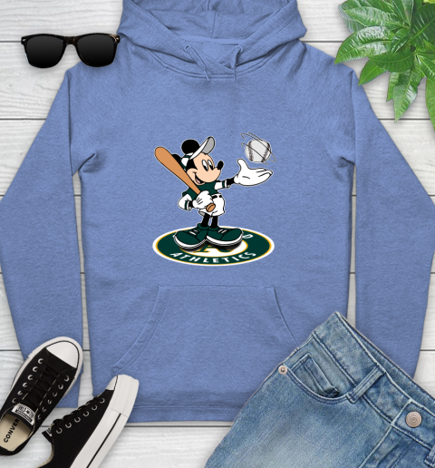 MLB Baseball Oakland Athletics Cheerful Mickey Disney Shirt Youth Hoodie 11