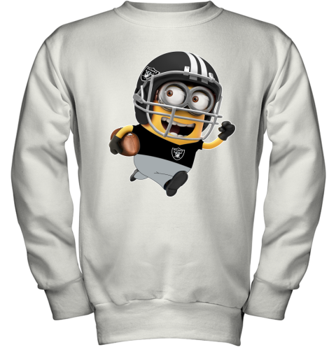 NFL Oakland Raiders Minions Disney Football Sports pNPDNs98I58 youth sweatshirt 47 95 151514 front white