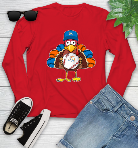 Miami Marlins Turkey thanksgiving Youth Long Sleeve 11