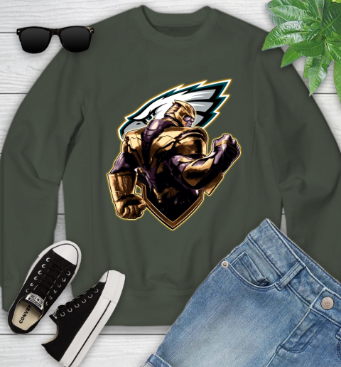 NFL Thanos Avengers Endgame Football Sports Philadelphia Eagles Youth Sweatshirt 10