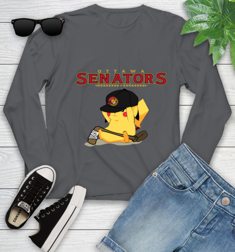 NHL Pikachu Hockey Sports Ottawa Senators Youth Long Sleeve 8