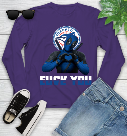 MLB Toronto Blue Jays Deadpool Love You Fuck You Baseball Sports Youth Long Sleeve 4
