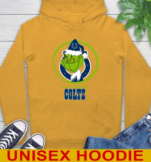Indianapolis Colts NFL Christmas Grinch I Hate People But I Love My Favorite Football Team Hoodie 3