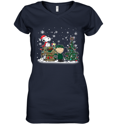 NHL Minnesota Wild Snoopy Charlie Brown Christmas Hockey Super Bowl Sports 4znxVvnnFtK women v neck t shirt 39 95 151514 front navy