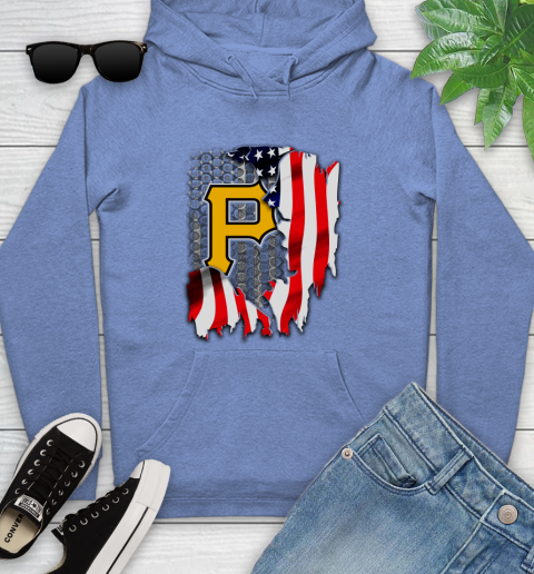 Pittsburgh Pirates MLB Baseball American Flag Youth Hoodie 13