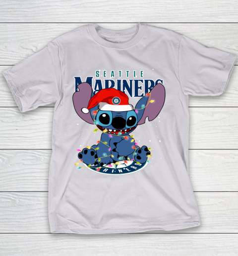 Seattle Mariners MLB noel stitch Baseball Christmas Youth T-Shirt 2