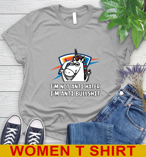 Oklahoma City Thunder NBA Basketball Unicorn I'm Not Anti Hater I'm Anti Bullshit Women's T-Shirt 5