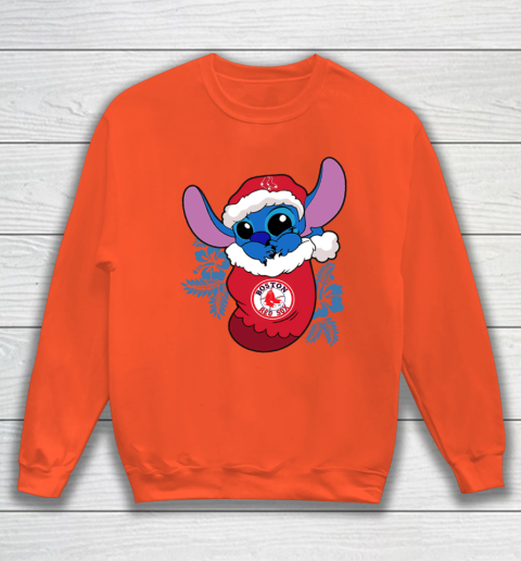 Boston Red Sox Christmas Stitch In The Sock Funny Disney MLB Sweatshirt 4