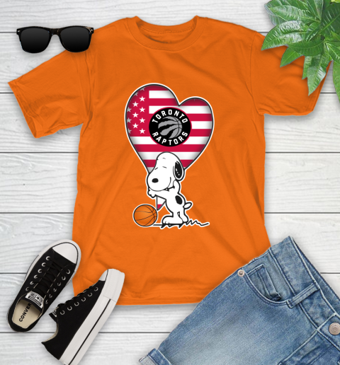 Toronto Raptors NBA Basketball The Peanuts Movie Adorable Snoopy Youth T-Shirt 7