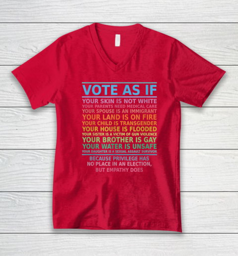 Vote As If Your Skin Is Not White Human's Rights V-Neck T-Shirt 5