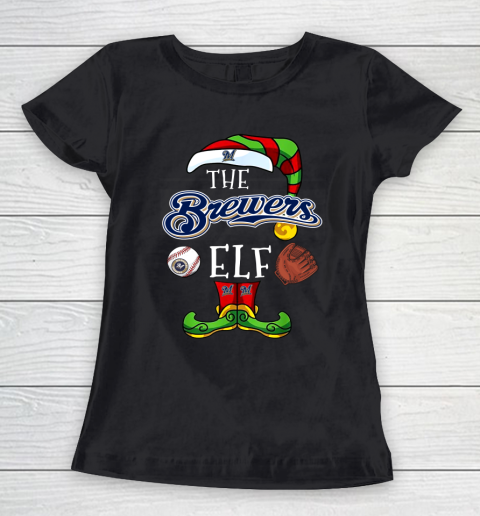 Milwaukee Brewers Christmas ELF Funny MLB Women's T-Shirt