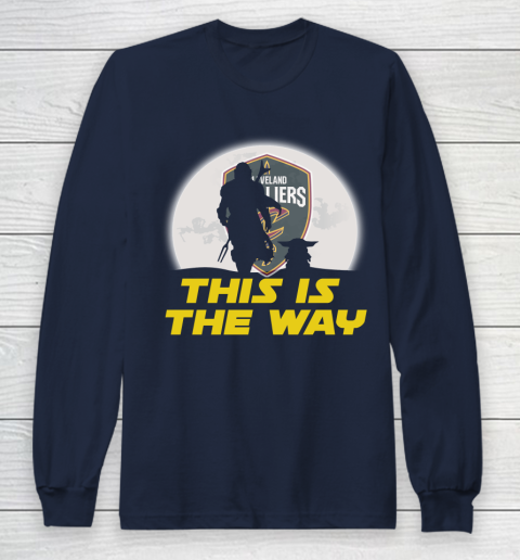 Cleveland Cavaliers NBA Basketball Star Wars Yoda And Mandalorian This Is The Way Long Sleeve T-Shirt 2
