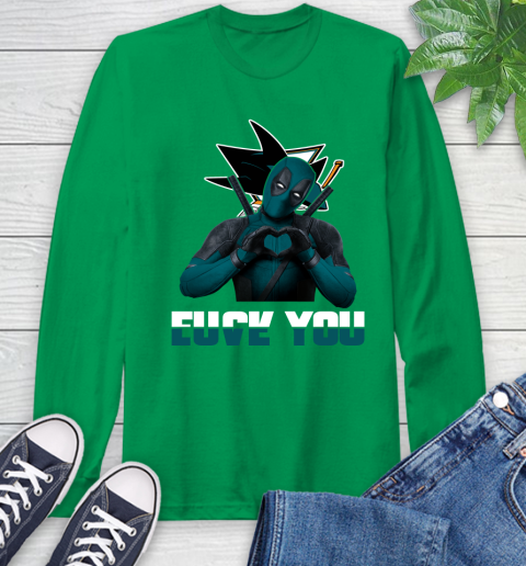 NHL San Jose Sharks Deadpool Love You Fuck You Hockey Sports Long Sleeve T-Shirt 8