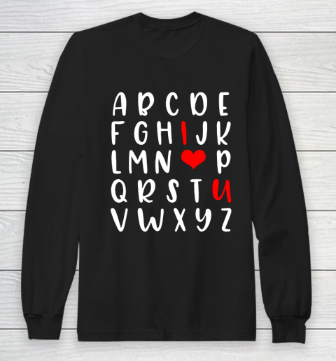 Alphabet ABC I Love You Romance Valentine Slogan Long Sleeve T-Shirt