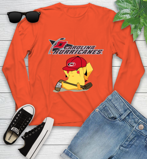 NHL Pikachu Hockey Sports Carolina Hurricanes Youth Long Sleeve 4