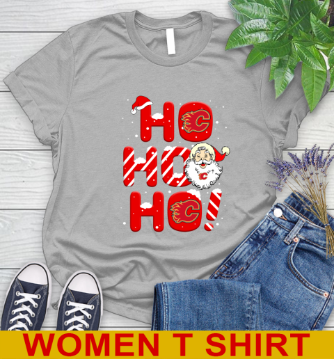 Calgary Flames NHL Hockey Ho Ho Ho Santa Claus Merry Christmas Shirt Women's T-Shirt 5