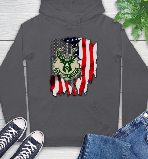 Milwaukee Bucks NBA Basketball American Flag Hoodie 7