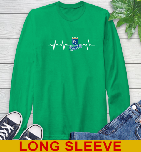 Kansas City Royals MLB Baseball Heart Beat Shirt Long Sleeve T-Shirt 8