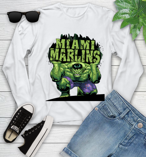 Miami Marlins MLB Baseball Incredible Hulk Marvel Avengers Sports Youth Long Sleeve