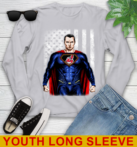 MLB Baseball Cleveland Indians Superman DC Shirt Youth Long Sleeve 5