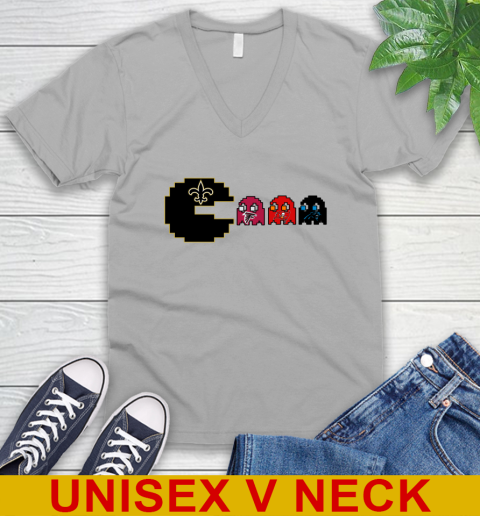 New Orleans Saints NFL Football Pac Man Champion V-Neck T-Shirt 4