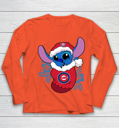 Chicago Cubs Christmas Stitch In The Sock Funny Disney MLB Youth Long Sleeve 4