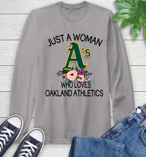 MLB Just A Woman Who Loves Oakland Athletics Baseball Sports Long Sleeve T-Shirt 4