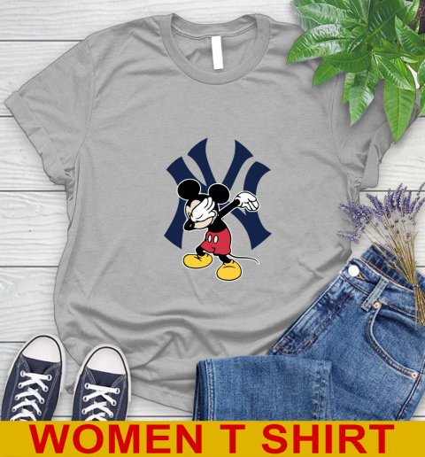 New York Yankees MLB Baseball Dabbing Mickey Disney Sports Women's T-Shirt 5